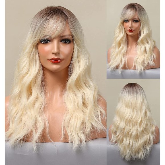 OmbrePlatinum Blonde -Curtain Bangs - Picture 7 of 7